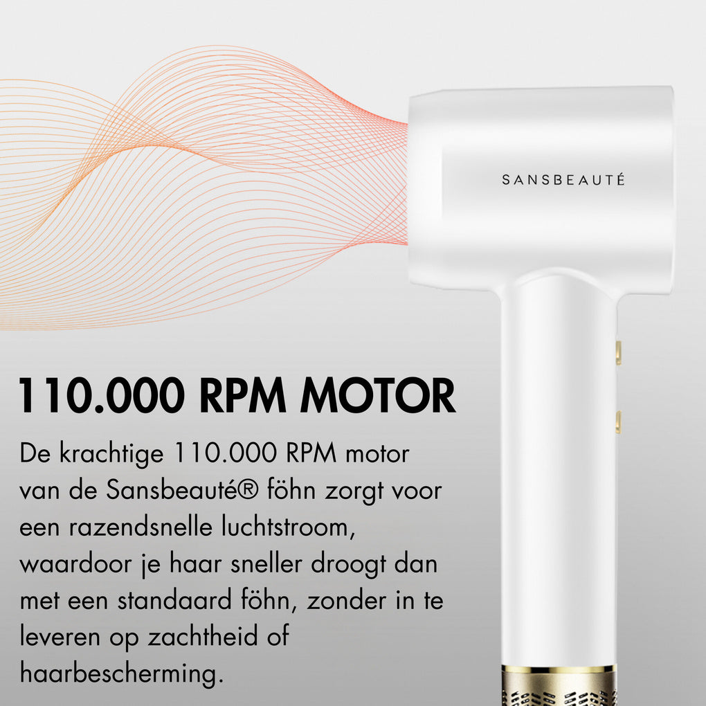 SANSBEAUTÉ® HAIR DRYER WITH DIFFUSER - CLASSIC WHITE