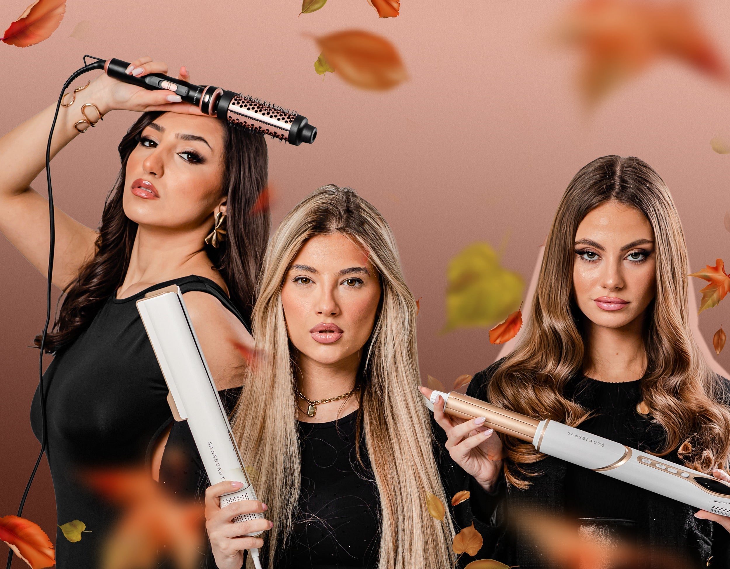 airwrap vs krultang beeld met 3 vrouwen met haartools