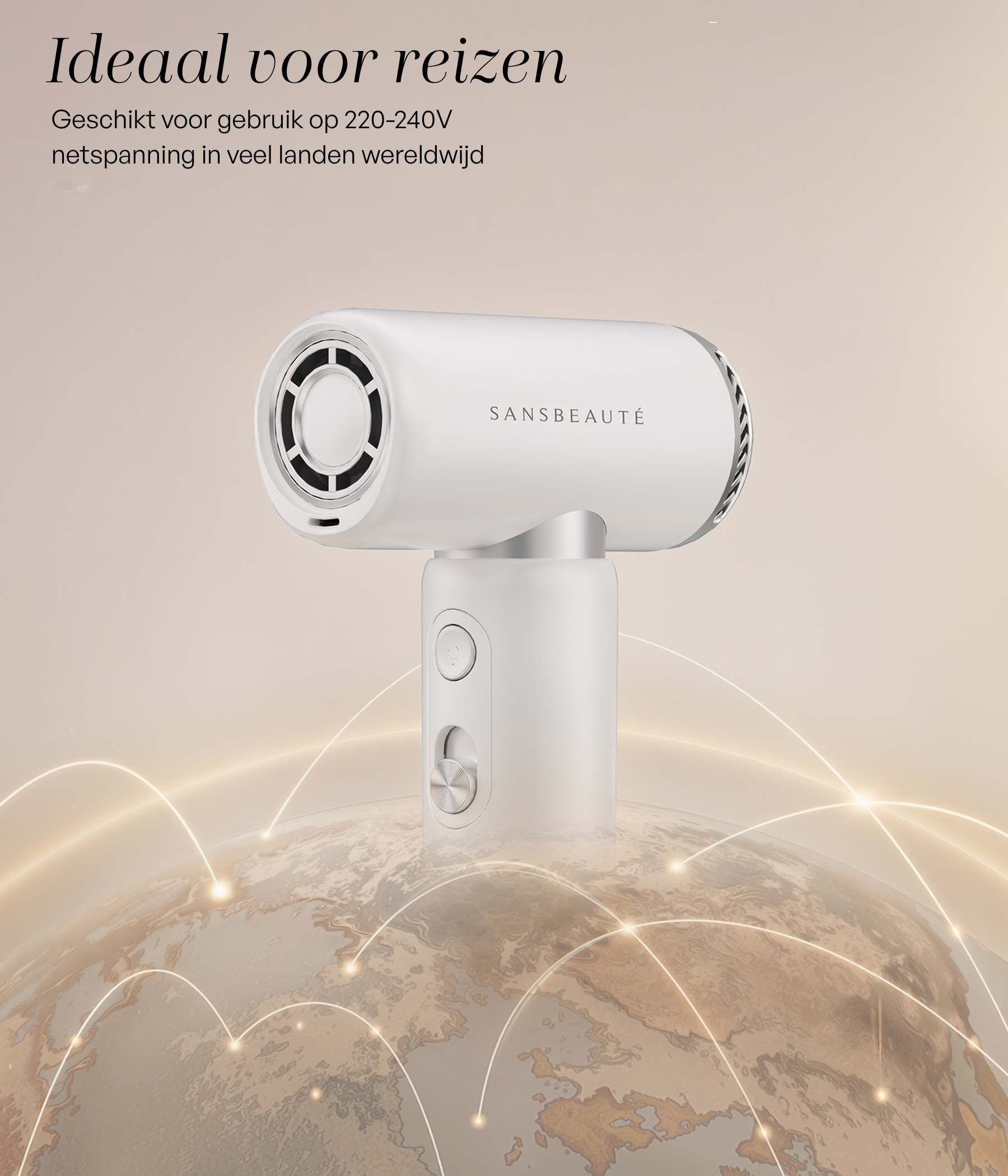SANSBEAUTÉ® COMPACTE FÖHN MET DIFFUSER - REISFÖHN MINI