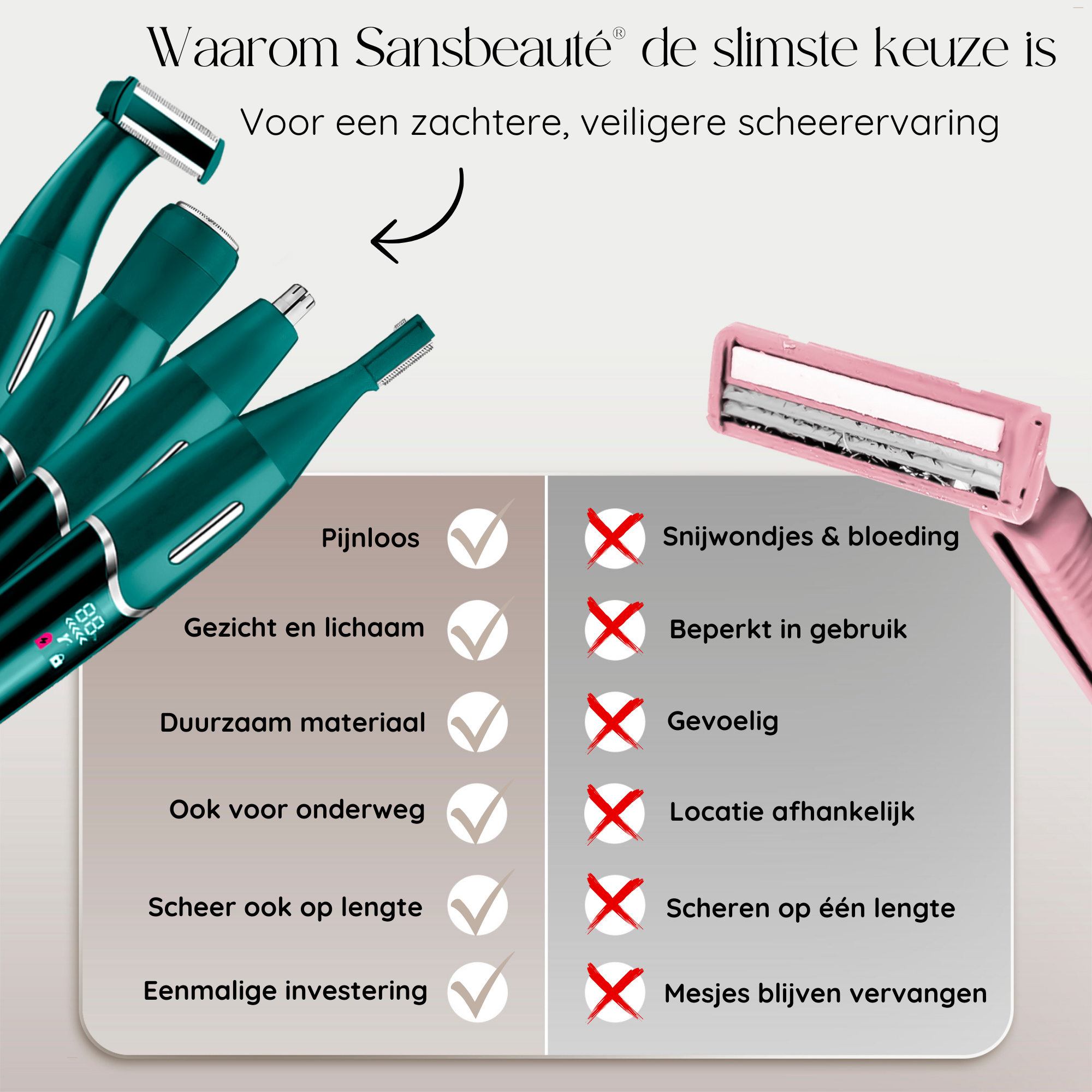 Sansbeauté® 4-in-1 Bikini Trimmer | Classic Green
