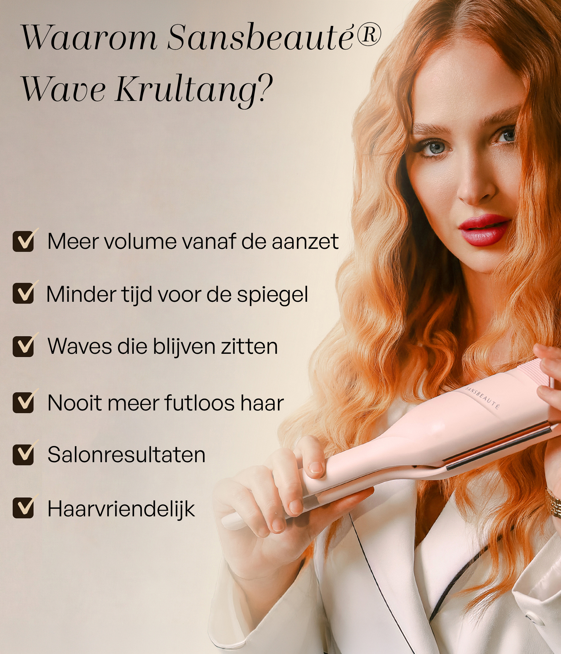 SANSBEAUTÉ® WAVE KRULTANG 32MM - WAFELTANG