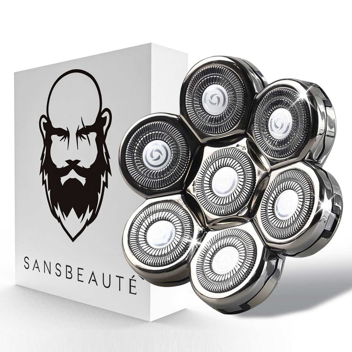 Sansbeauté® SkullSharp PRO Zilveren Scheerkop | 7 Bladen