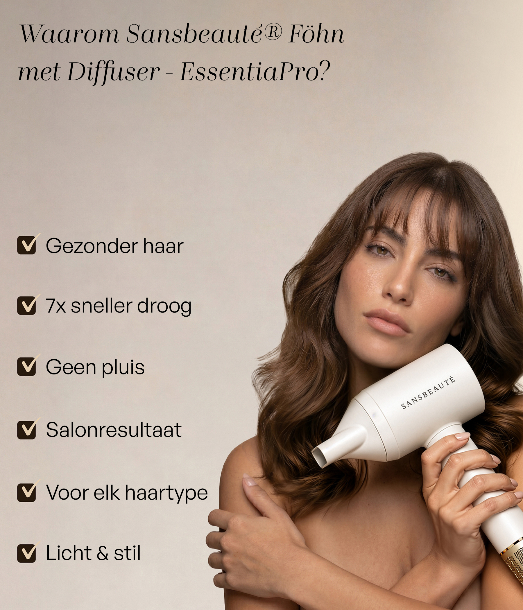 SANSBEAUTÉ® HÅRTORK MED DIFUSOR