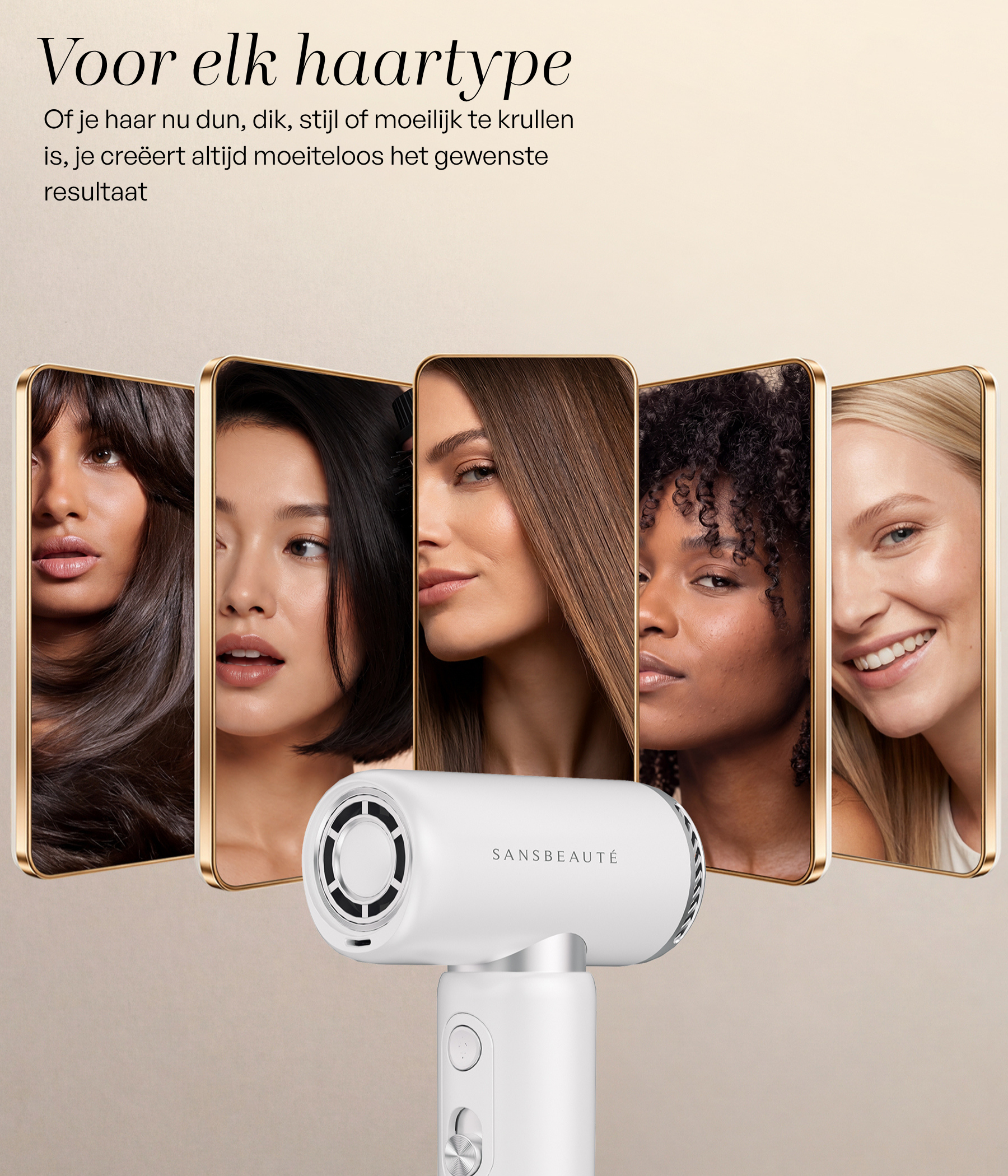 SANSBEAUTÉ® COMPACTE FÖHN MET DIFFUSER - REISFÖHN MINI