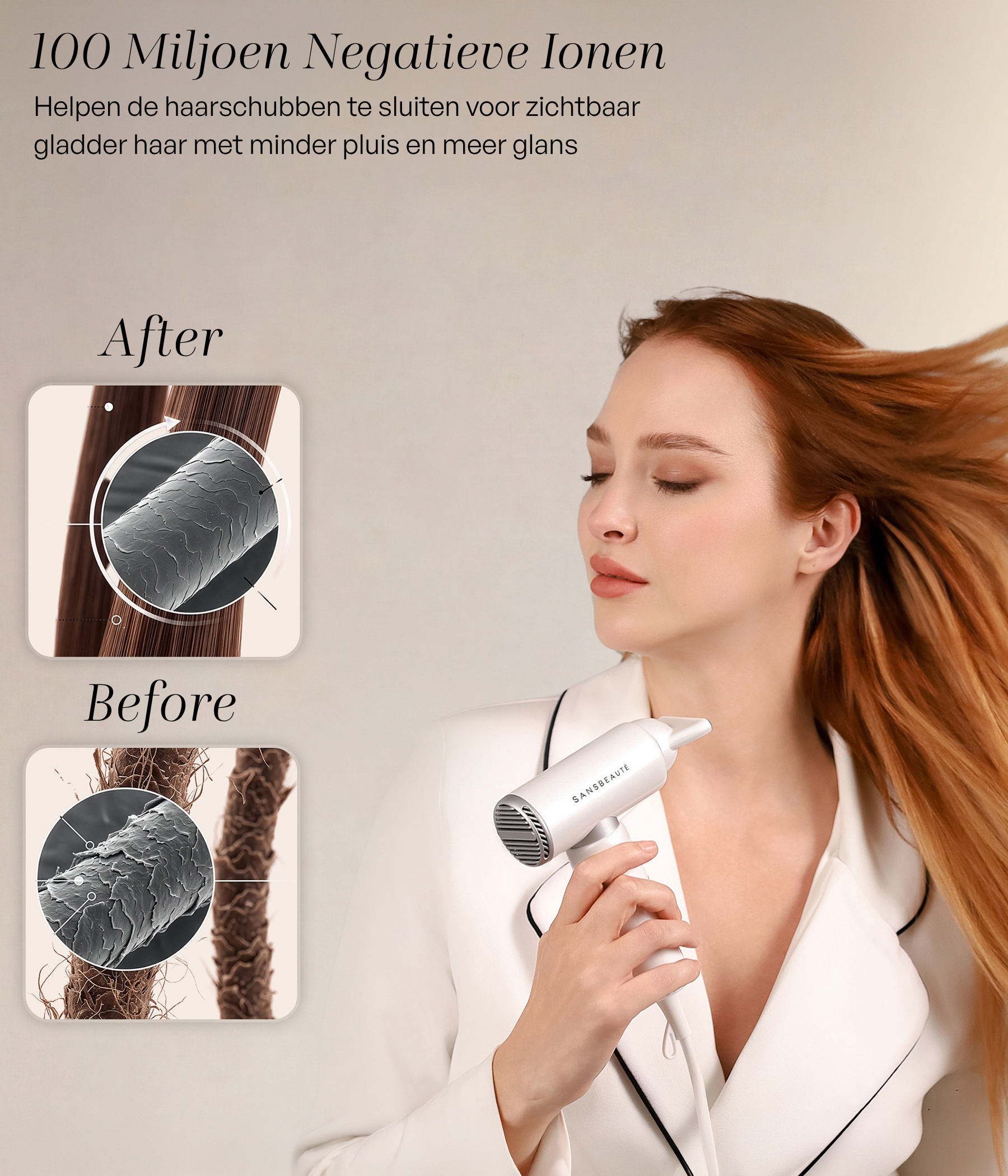 SANSBEAUTÉ® COMPACTE FÖHN MET DIFFUSER - REISFÖHN MINI