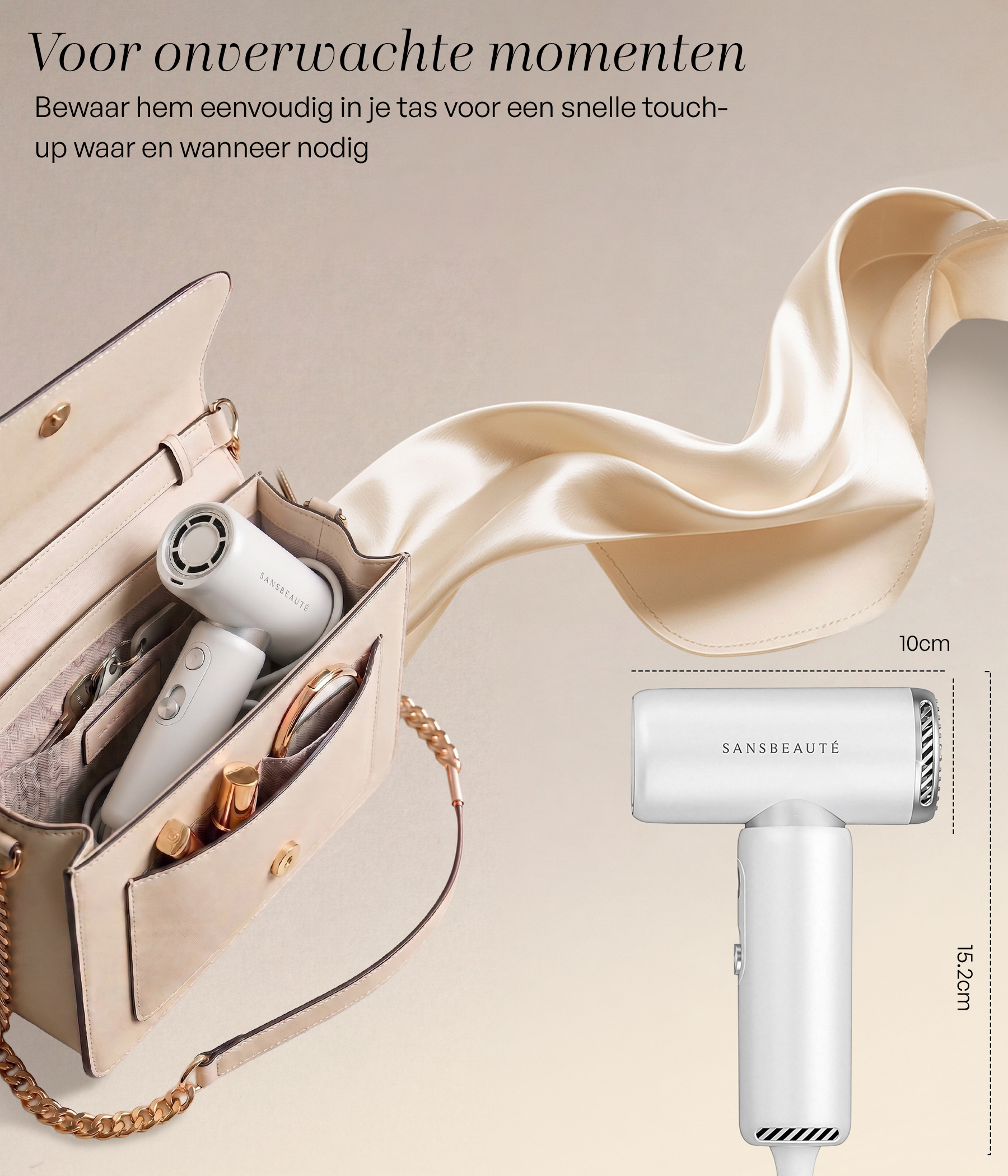 SANSBEAUTÉ® COMPACTE FÖHN MET DIFFUSER - REISFÖHN MINI